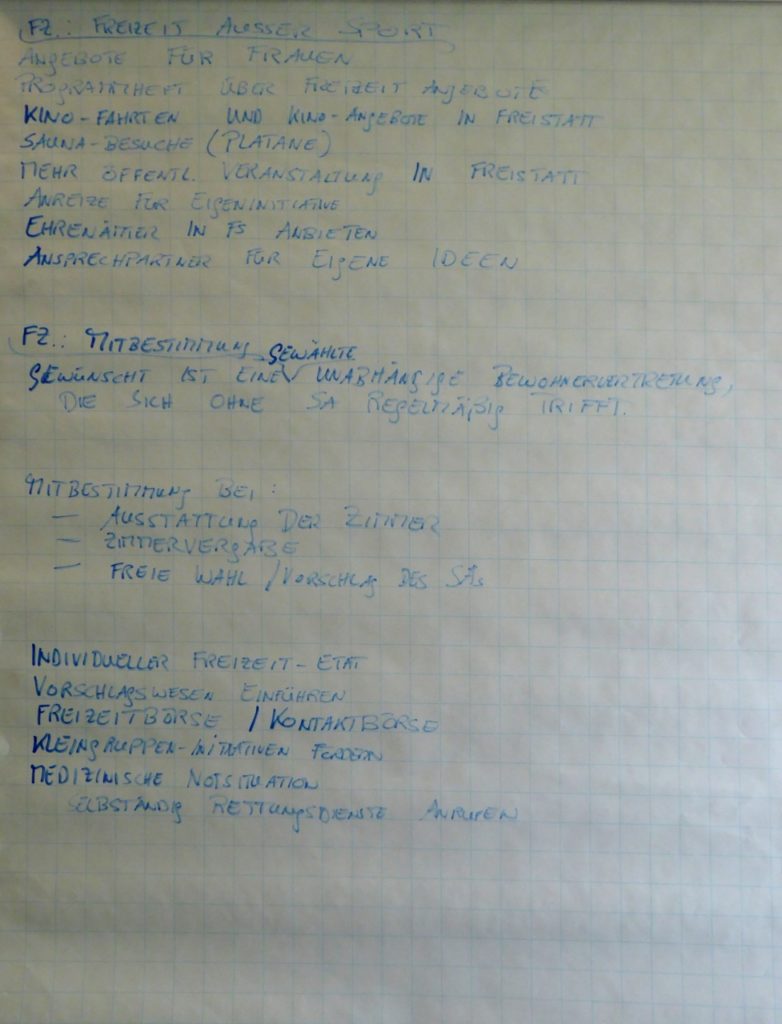 Bewohner-Befragung Zusammenfassung 04 - Freizeit und Mitbestimmung