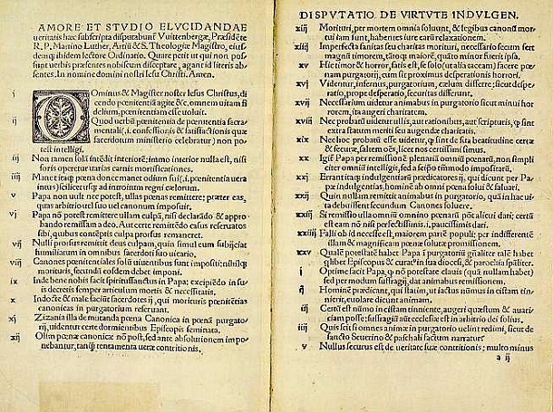 Wikipedia - luthersche Thesen (Druck von 1522, Melchior Lotter d. j.; public domain, via Wikimedia Commons) Wikipedia - luthersche Thesen (Druck von 1522, Melchior Lotter d. j.; public domain, via Wikimedia Commons)