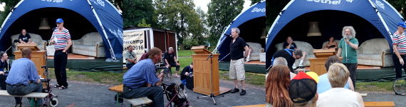 Redner zur Sommercamp-Eröffnung: Harald Thisted Gjersøe, Werner Franke und Jürgen Schneider