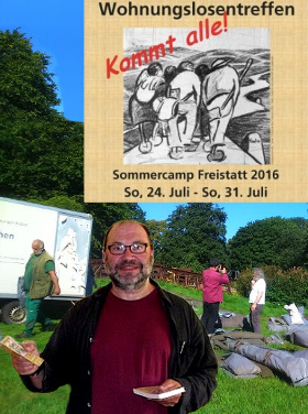 Dr. Jürgen Schneider präsentiert das Wohnungslosentreffen im Sommercamp Freistatt 2016