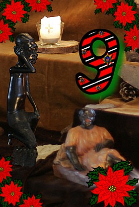 Das neunte Türchen - Afrikanische Figuren der Weihnachtskrippe in der Zionskirche Bethel