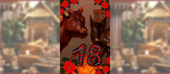 Das achtzehnte Türchen - Stier und Esel der Weihnachtskrippe in der Zionskirche Bethel