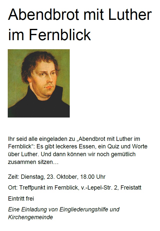 Abendbrot mit Luther 2018 in Haus Fernblick Abendbrot mit Luther 2018 in Haus Fernblick
