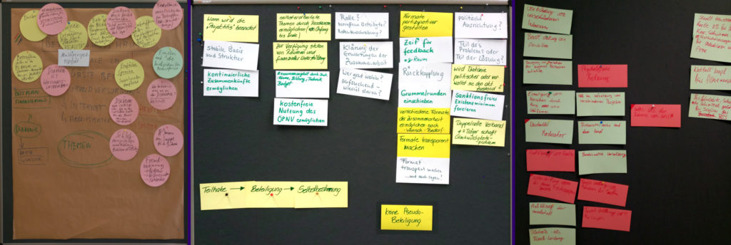 Diakonie-Workshop „Arbeit Macht Ohnmacht“ - Berlin Mai 2019 - Drei Flipcharts