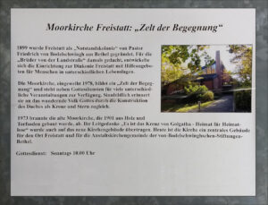 Freistatt Infotafel - Moorkirche Freistatt (erbaut 1978)