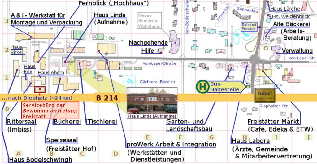 Ausschnitt Lage der Bewohnervertretung – Freistatt-Plan