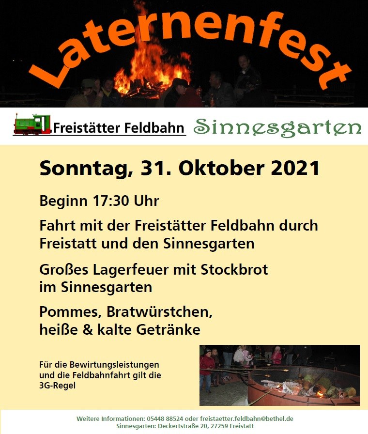 Sinnesgarten: Laternenfest 2021 - 31. Oktober Sinnesgarten: Laternenfest 2021 - 31. Oktober