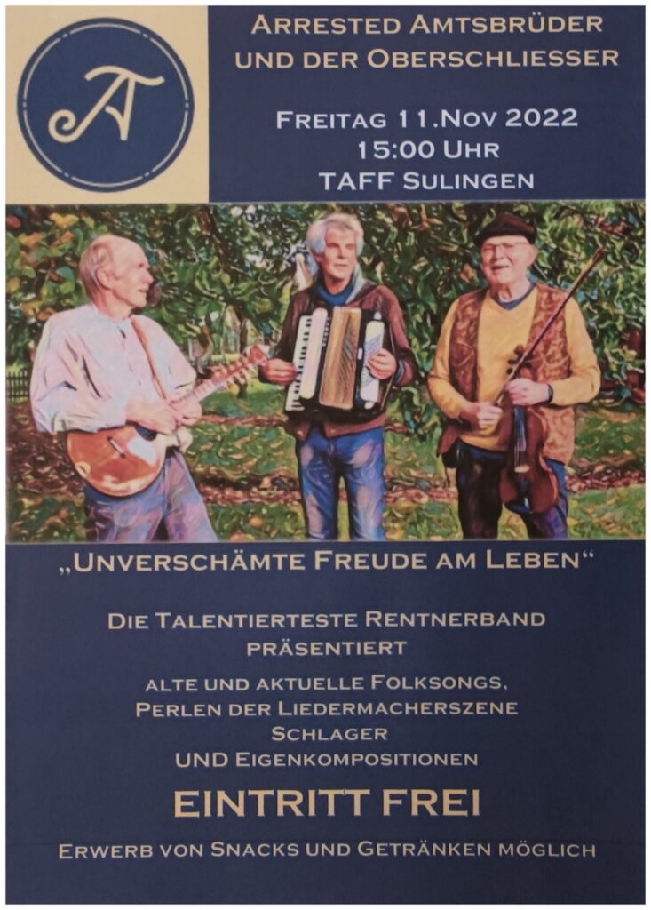 (c) TAFF-Plakat zum Konzert der Arrested-Amtsbrueder & Oberschließer - 11. November 2022