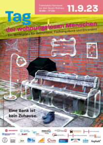 Plakat zum Aktionstag der wohnungslosen Menschen (Trammplatz in Hannover am 11.09.2023)