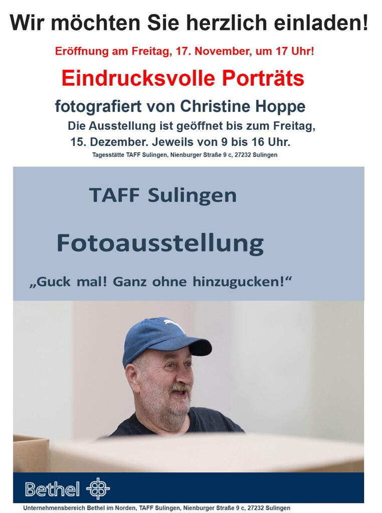 TAFF Sulingen - Ausstellung Eindrucksvolle Portraits - von Christine Hoppe TAFF Sulingen - Ausstellung Eindrucksvolle Portraits - von Christine Hoppe