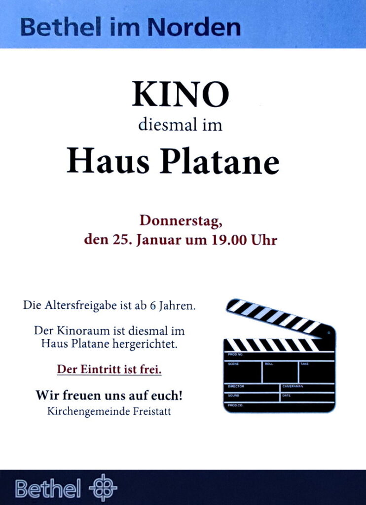 Kino der Moorkirchen-Gemeinde Freistatt - am Do., 25.01.2024 im Haus Platane