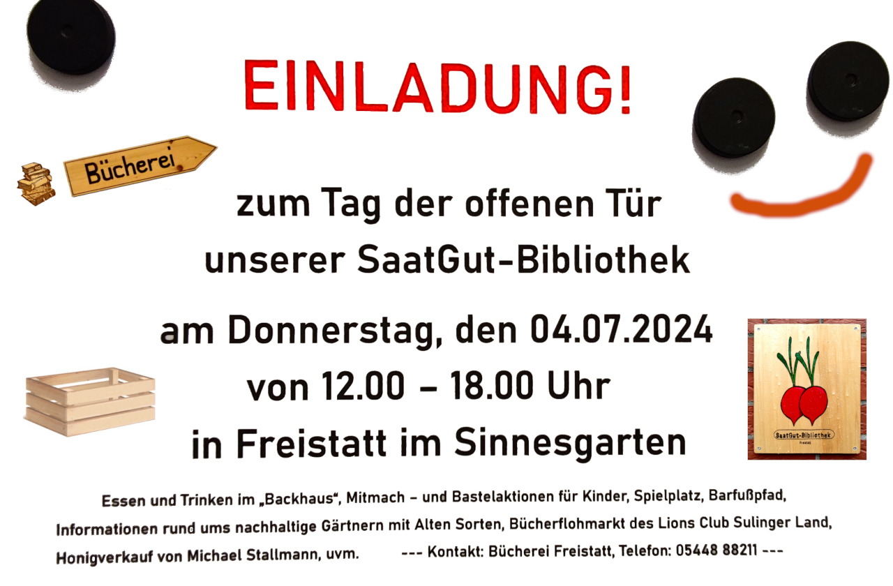 SaatGut-Bibliothek - Einladung zum Tag der offenen Tür - 04.07.2024