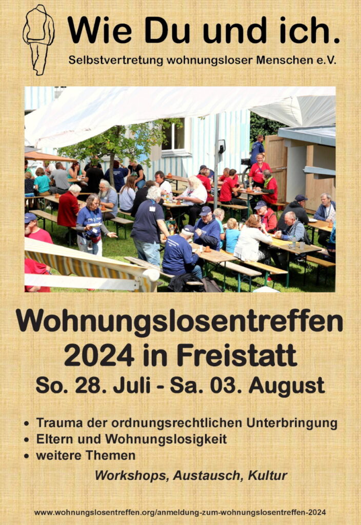 Plakat zum Wohnungslosentreffen Freistatt 2024