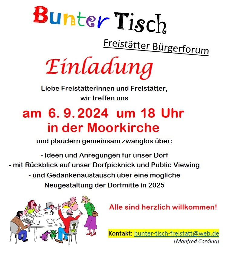 Gemeinde Freistatt - Bunter Tisch in der Moorkirche - 06.09.2024