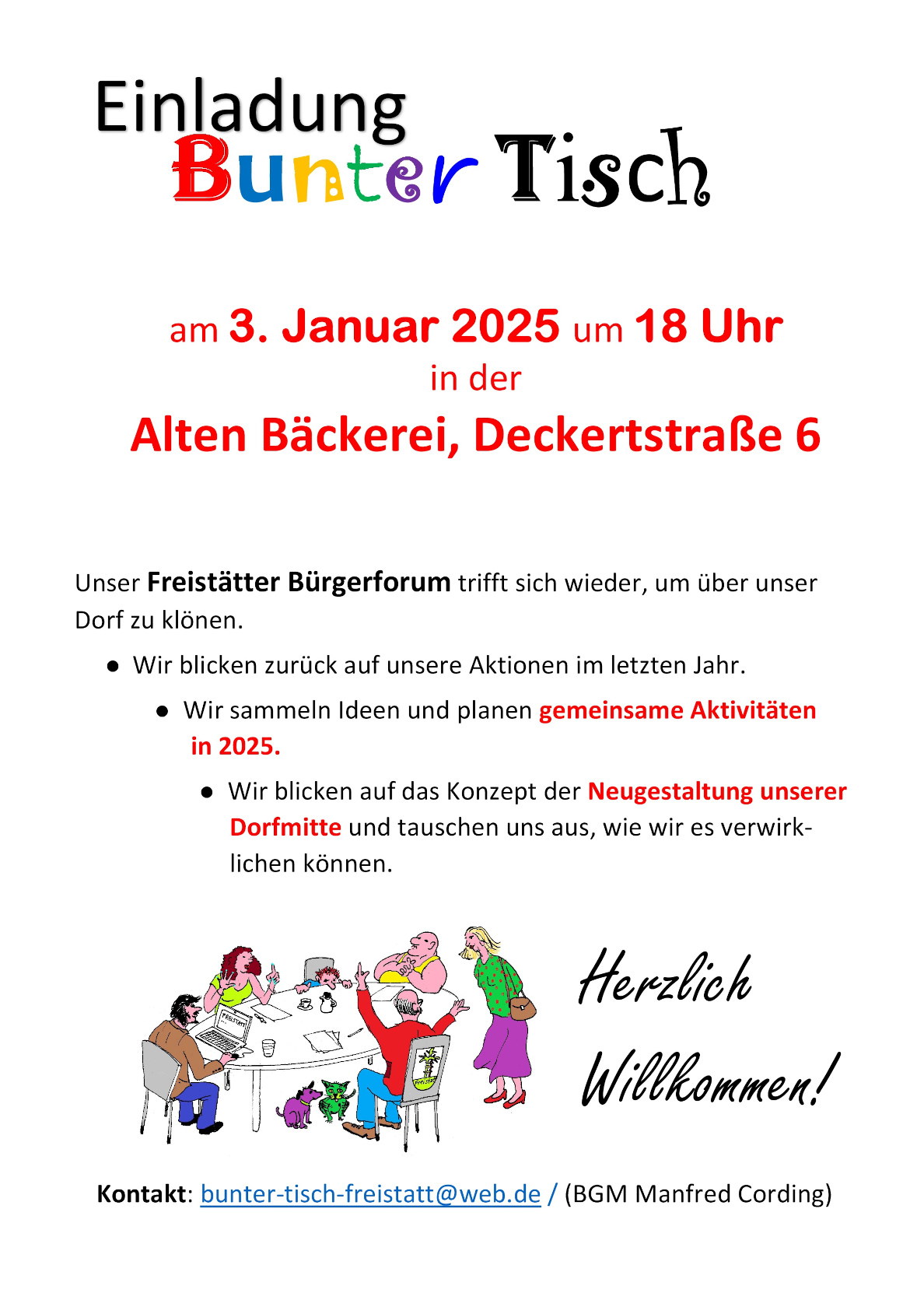 Gemeinde Freistatt - Bunter-Tisch Januar 2025