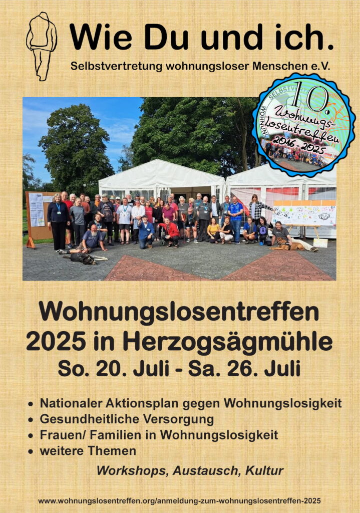 SwM e.V. -- Plakat zum 10. Wohnungslosentreffen Herzogsägmühle 2025