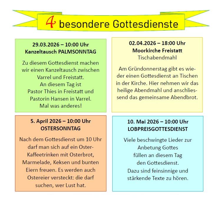 Besondere Termine -März bis Mai 2026