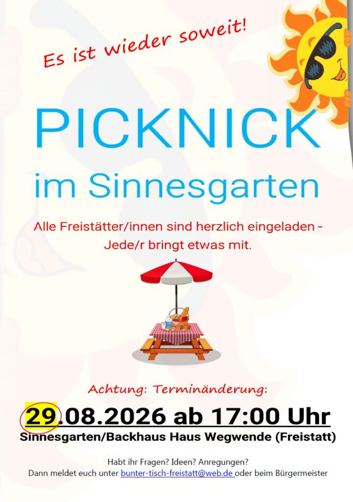 Dorf-Picknick im Sinnesgarten - 29.08.2026